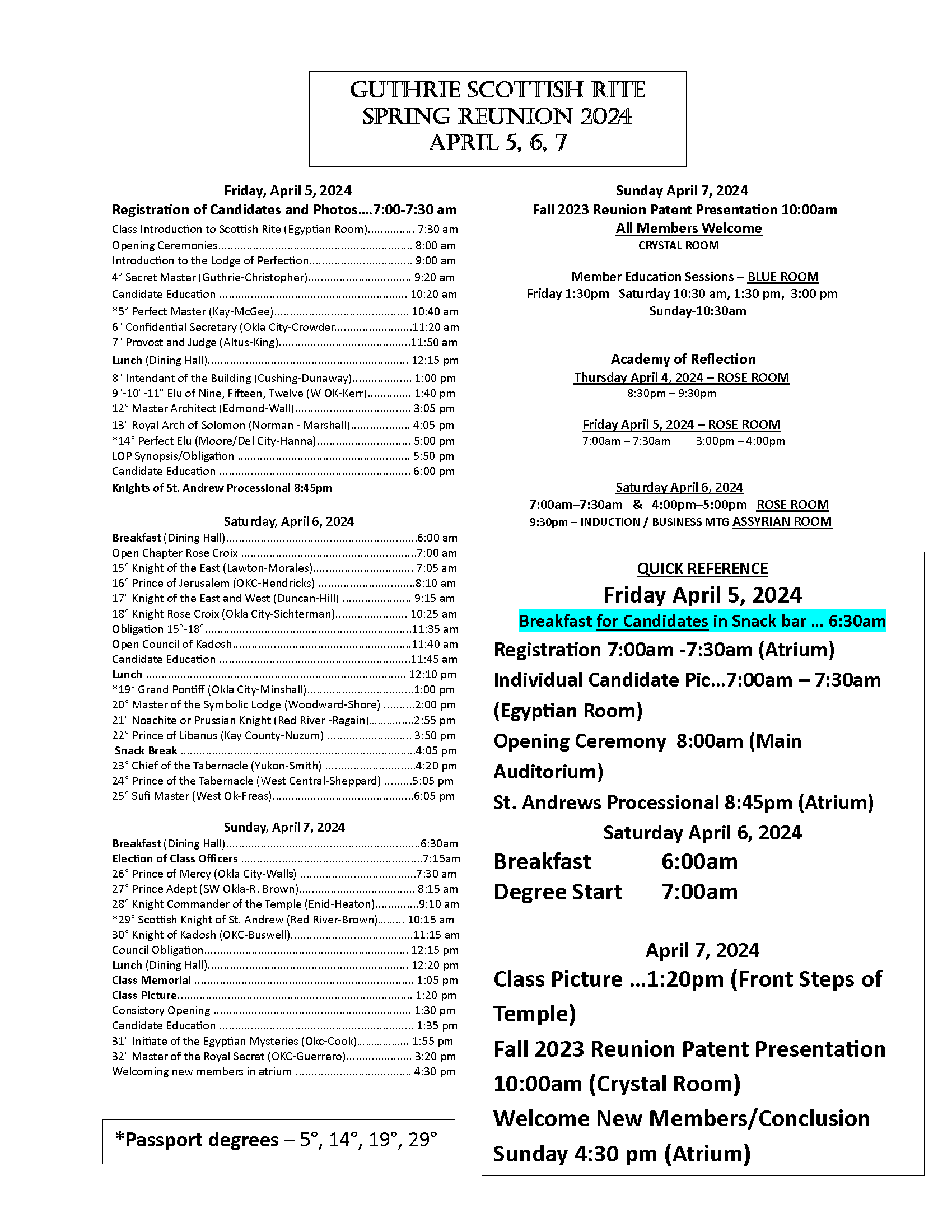 Spring 2024 Reunion April 57 Guthrie Scottish Rite